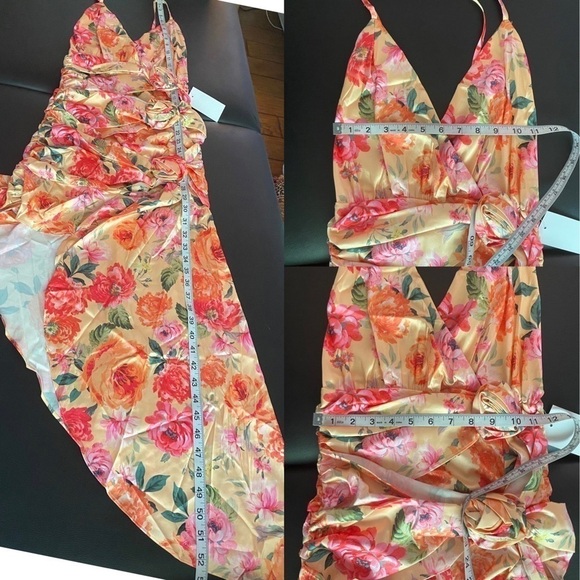 For Love & Lemons Versilla Floral Satin Hi-Lo Dress XS NWT - Picture 13 of 16